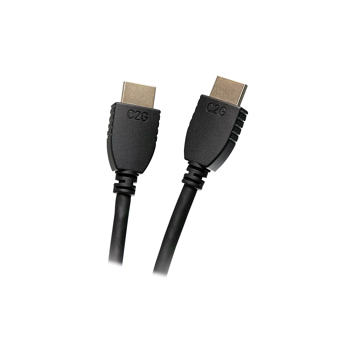 Zwei schwarze HDMI-Kabel mit 'C2G'-Logo, vor weißem Hintergrund.