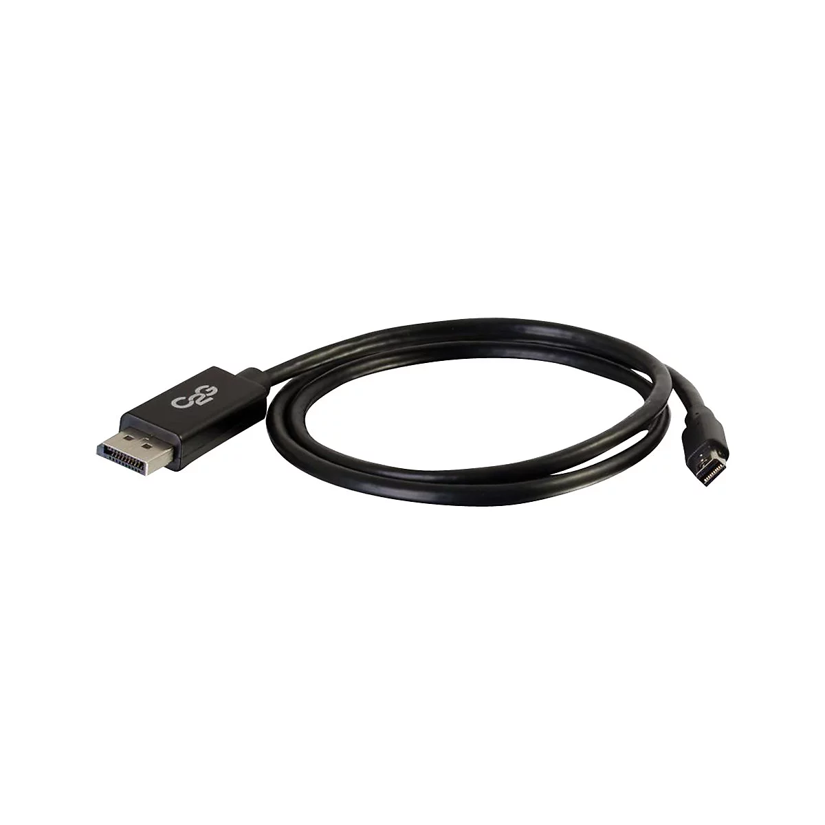 Schwarzes DisplayPort-Kabel mit Steckern an beiden Enden. Auf einem Stecker steht "C&G".