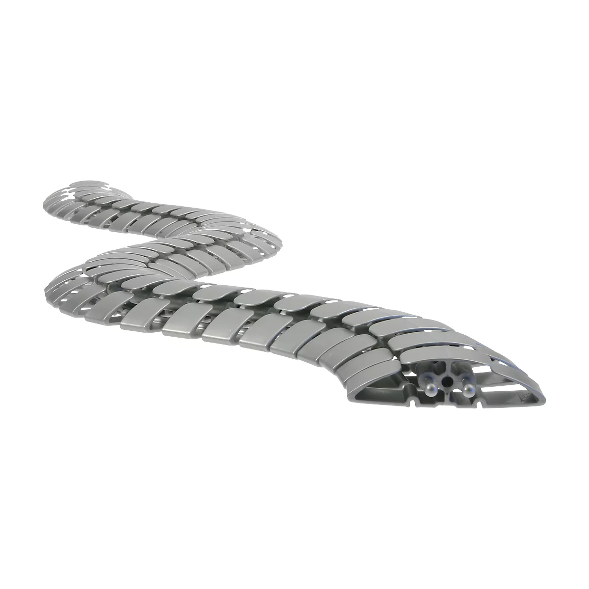 Gray flexible cable guide in wave shape.
