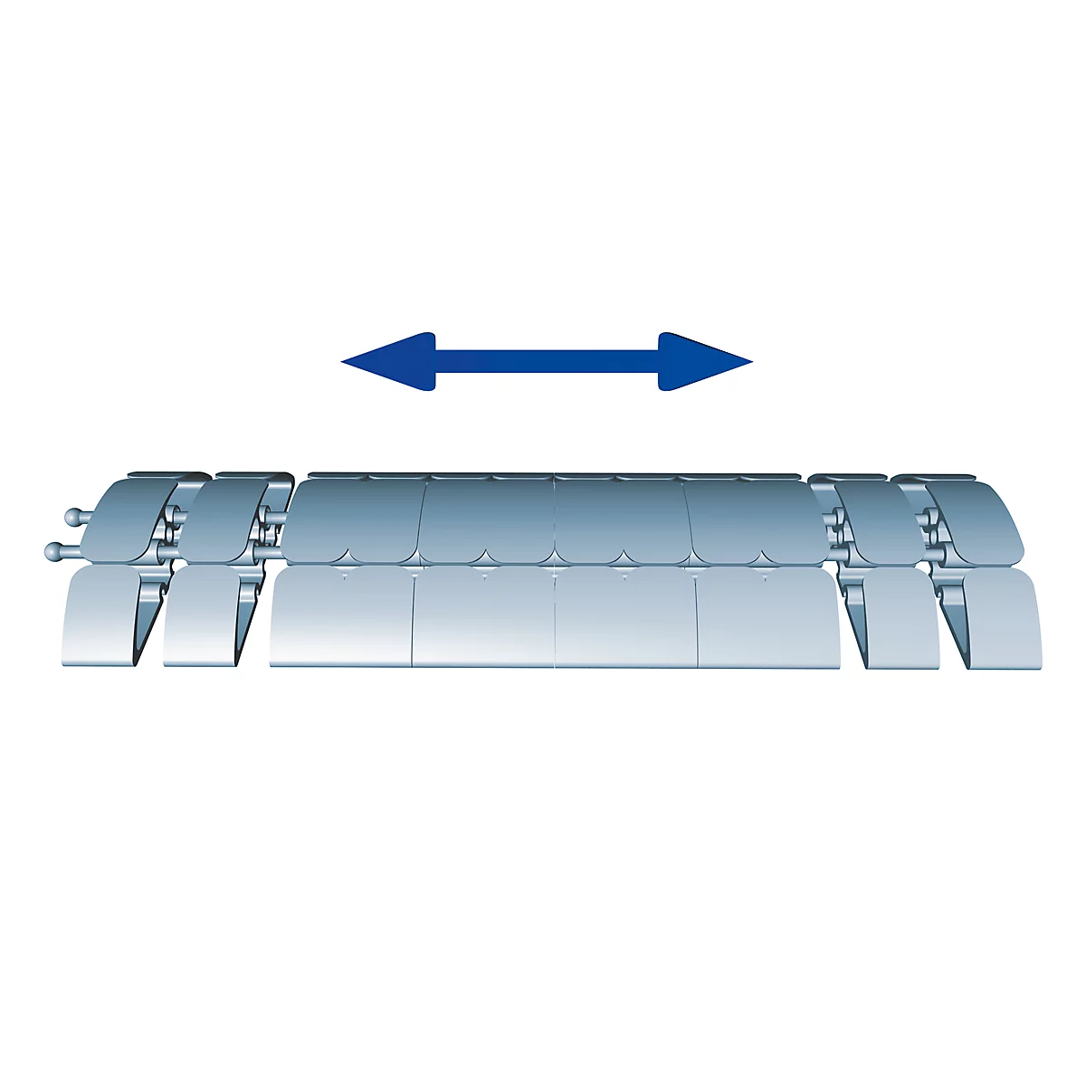 Metal band with directional arrow indicating back and forth movement.