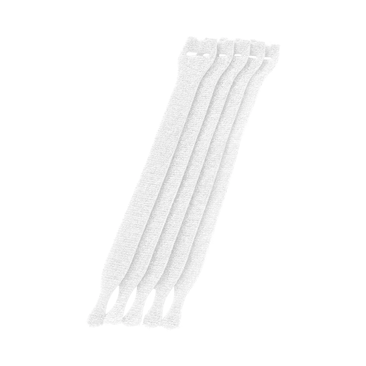 Several white velcro straps, slightly angled.