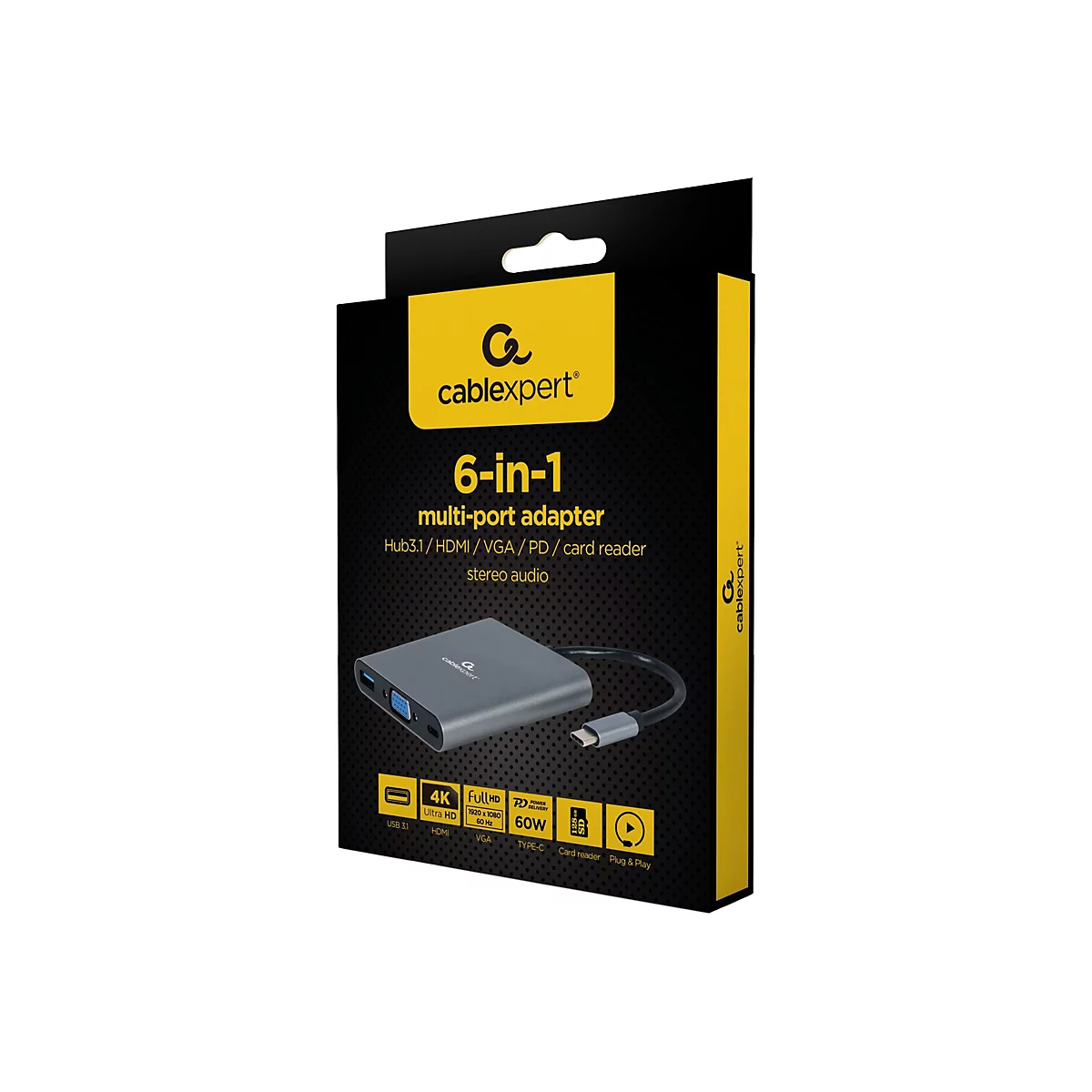 Cablexpert A-CM-COMBO6-01 - Dockingstation - USB-C 3.1 - HDMI, VGA