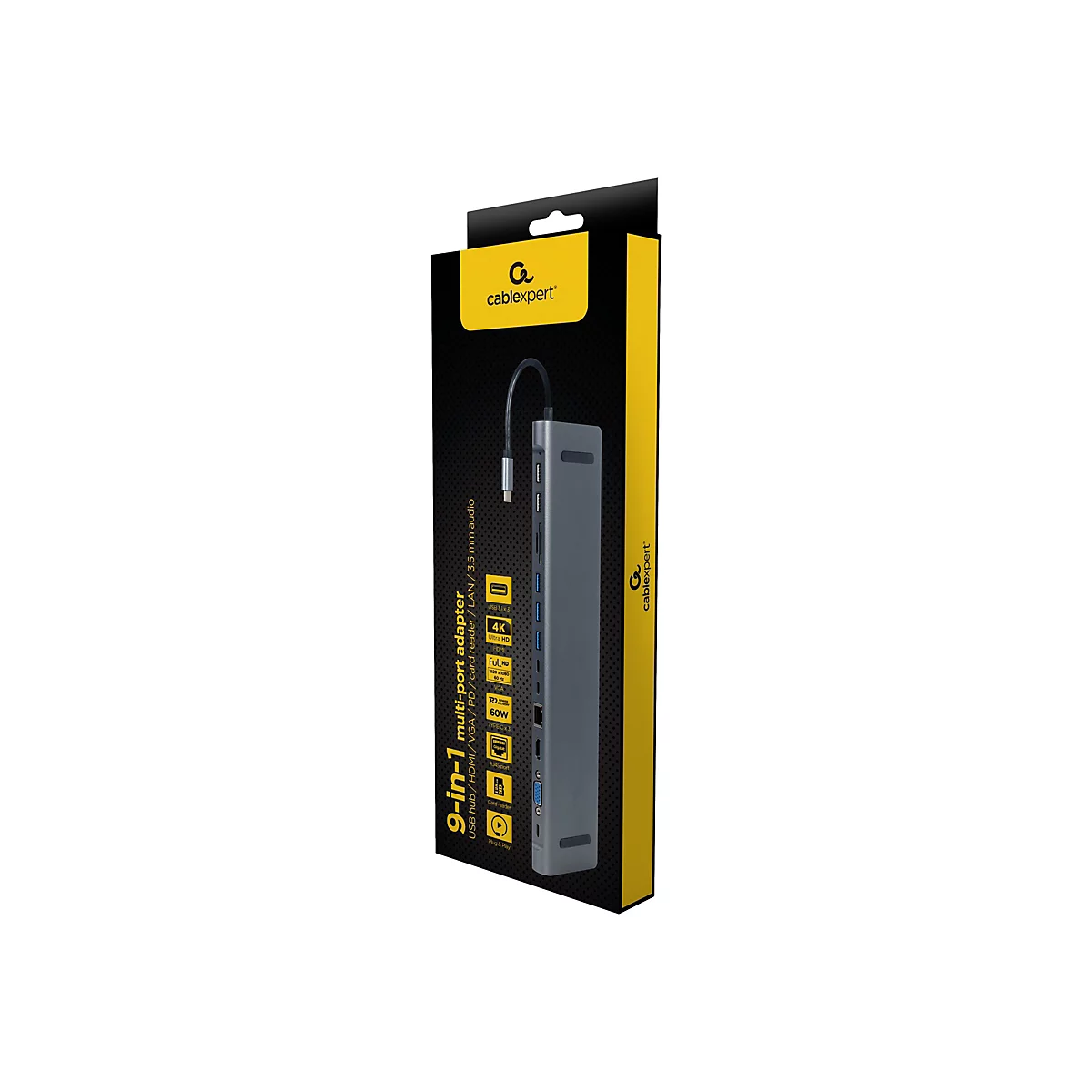 Cablexpert A-CM-COMBO9-01 - Dockingstation - USB-C 3.1 - HDMI, VGA - 1GbE