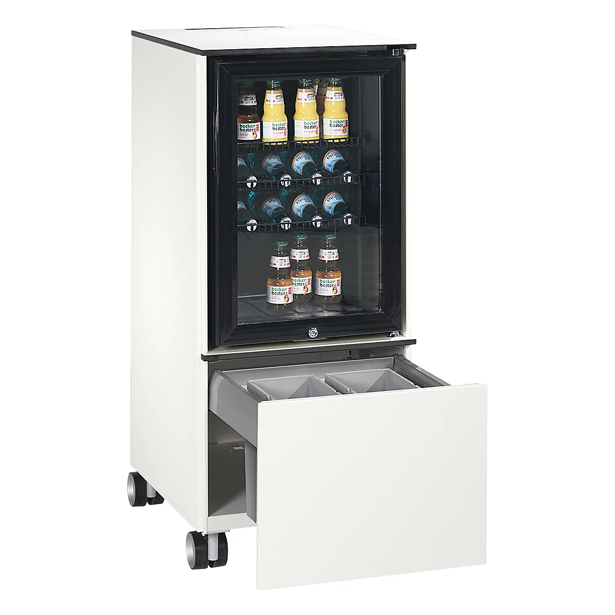 Caddy ASISTO C 3000, avec réfrigérateur, avec collecteur de déchets, mobile, blanc