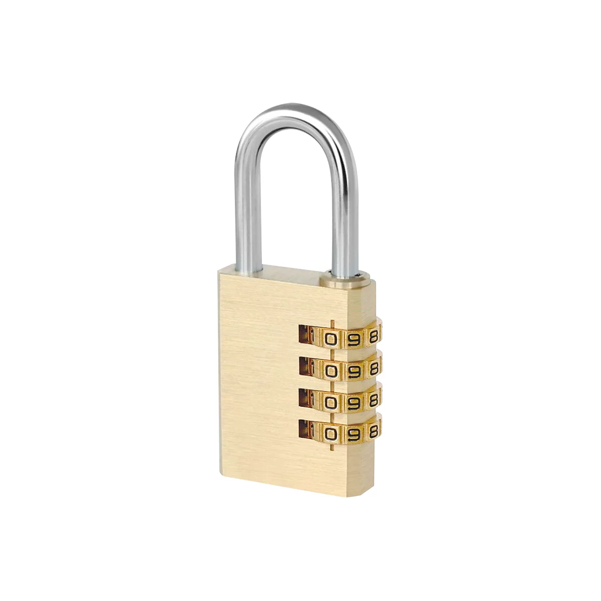 Cadenas à code chiffré, 4 roulettes à chiffres, hauteur sous anse 40 mm, double verrouillage, laiton massif