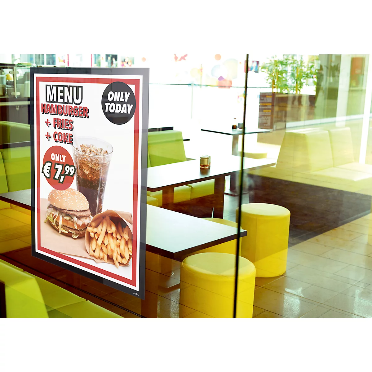Cadre d'information Durable DURAFRAME® Poster, A1 format vertical/transversal, pour 2 posters, autocollant, cadre magnétique rabattable, L 639 x P 28 x H 886 mm, PET, noir