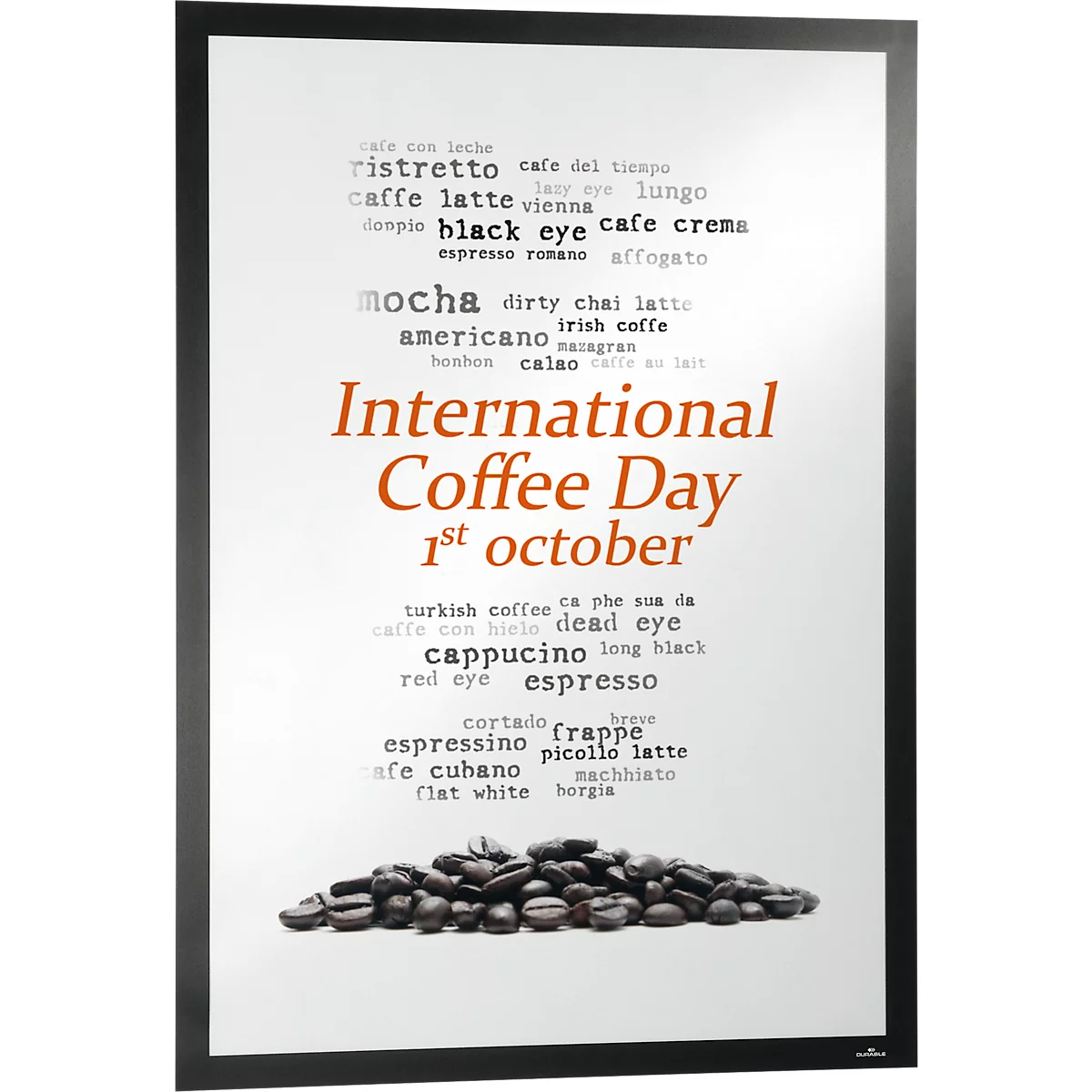 Cadre d'information Durable DURAFRAME® Poster, format vertical/transversal, pour 2 posters, autocollant, cadre magnétique rabattable, L 545 x P 28 x H 745 mm, PET, noir