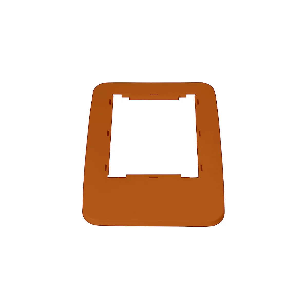 Cadre rectangulaire orange avec une découpe carrée au centre.