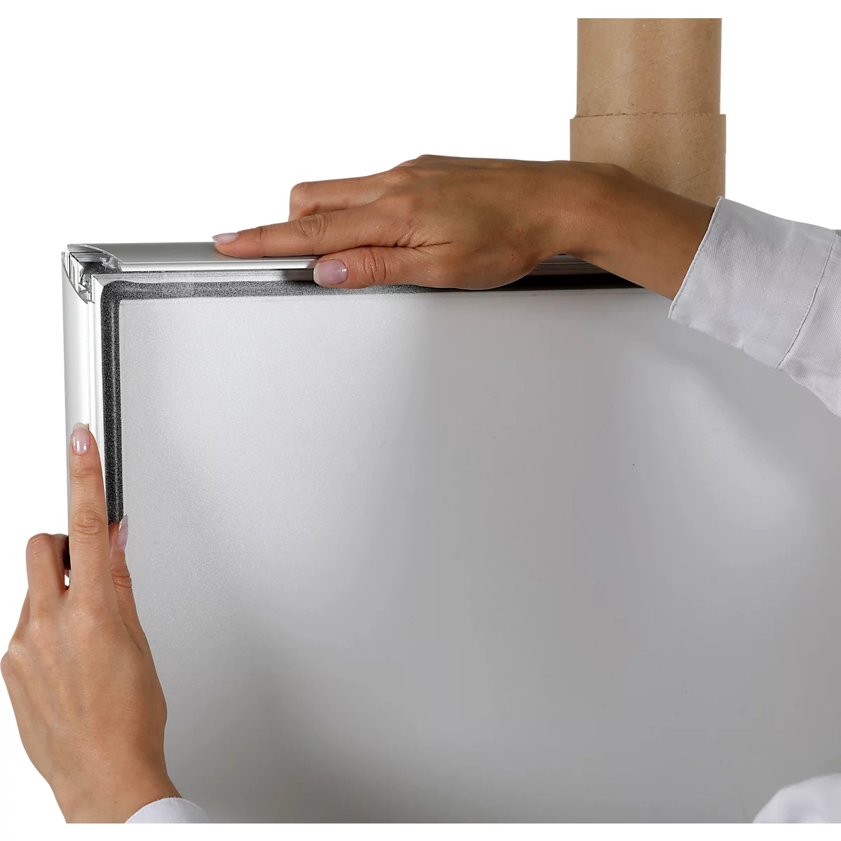Cadre lanterne pliable, format vertical, résistant à l'eau, profil de 25 mm, DIN A2, argenté