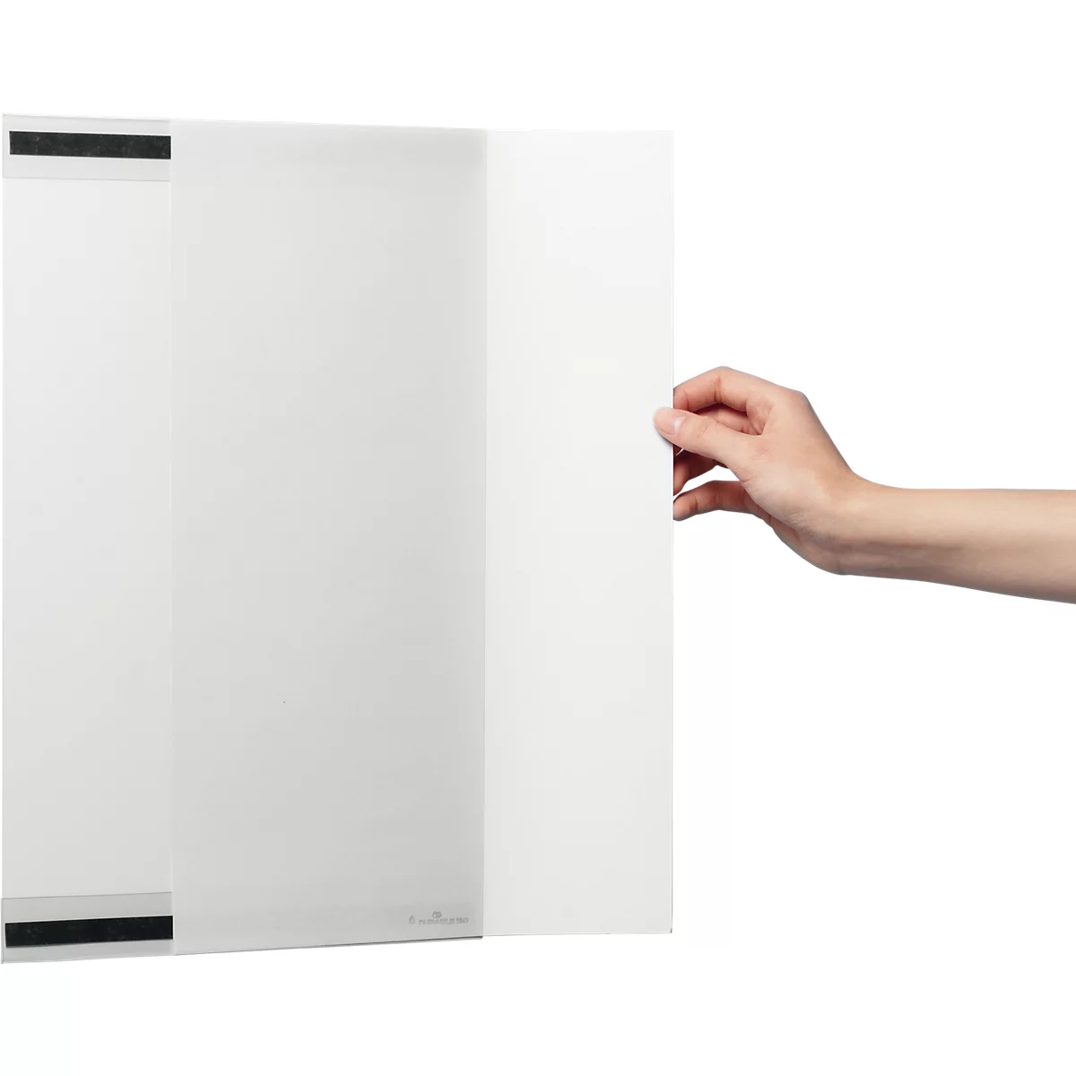 Cadre magnétique Durable rPET, format A3 vertical, avec 2 bandes magnétiques au dos, film RPET, transparent, 5 pièces