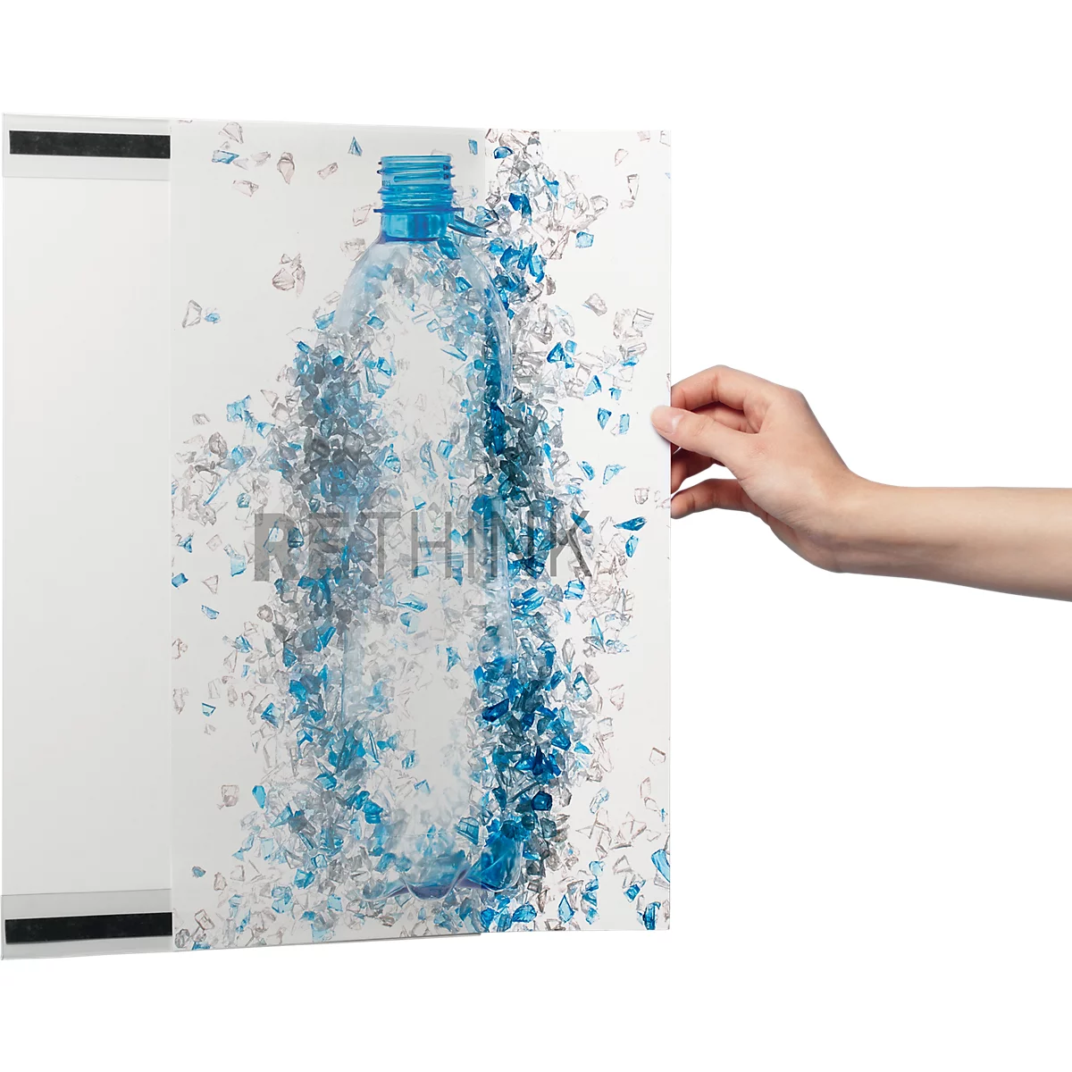 Cadre magnétique Durable rPET, format A3 vertical, avec 2 bandes magnétiques au dos, film RPET, transparent, 5 pièces