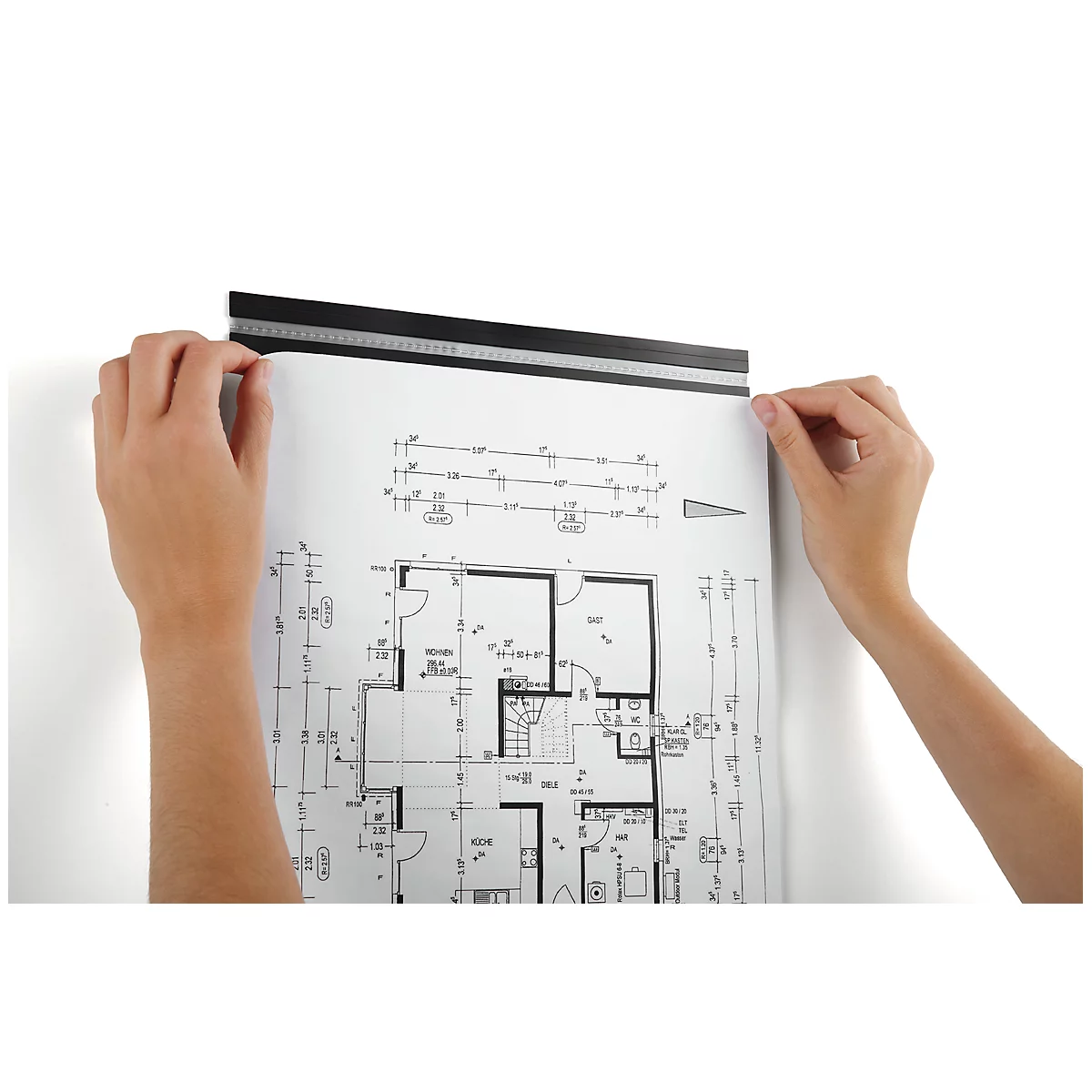Cadre magnétique Rail DURAFIX®, l. 297 x H 17 mm, autocollant, aspect sans bulle, argent