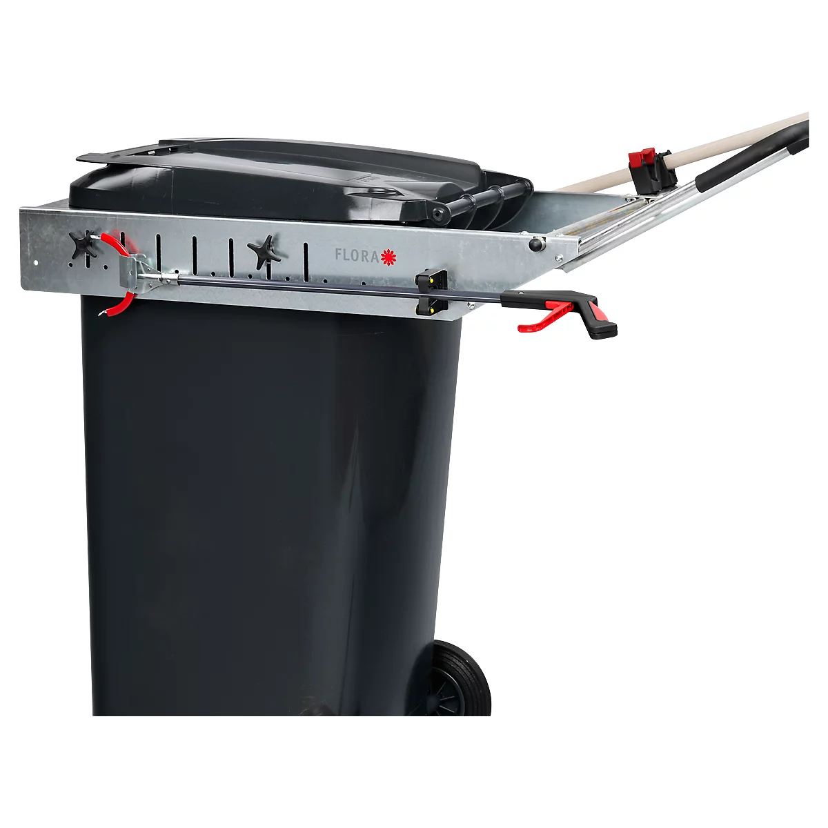 Cadre pour conteneur à déchets Carrier Pick Up Flora, poignée et portes-outils, 240 L tonnes