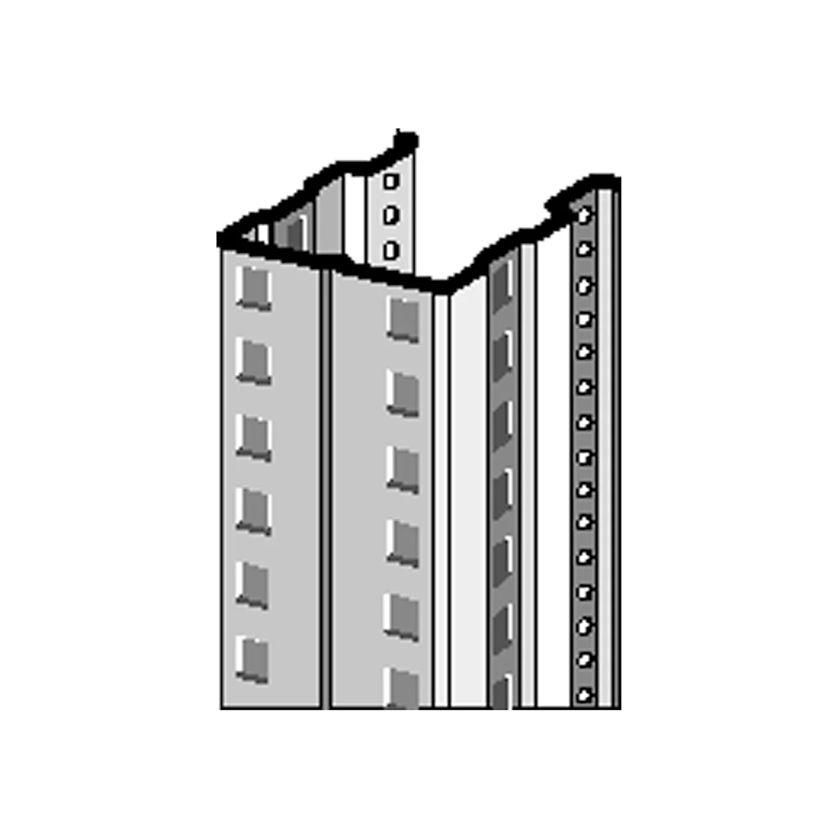 Cadre pour étagère PR 600, P 850 ou 1100 mm, H 2500 jusqu'à 5800 mm, montants de 75 ou 100 mm