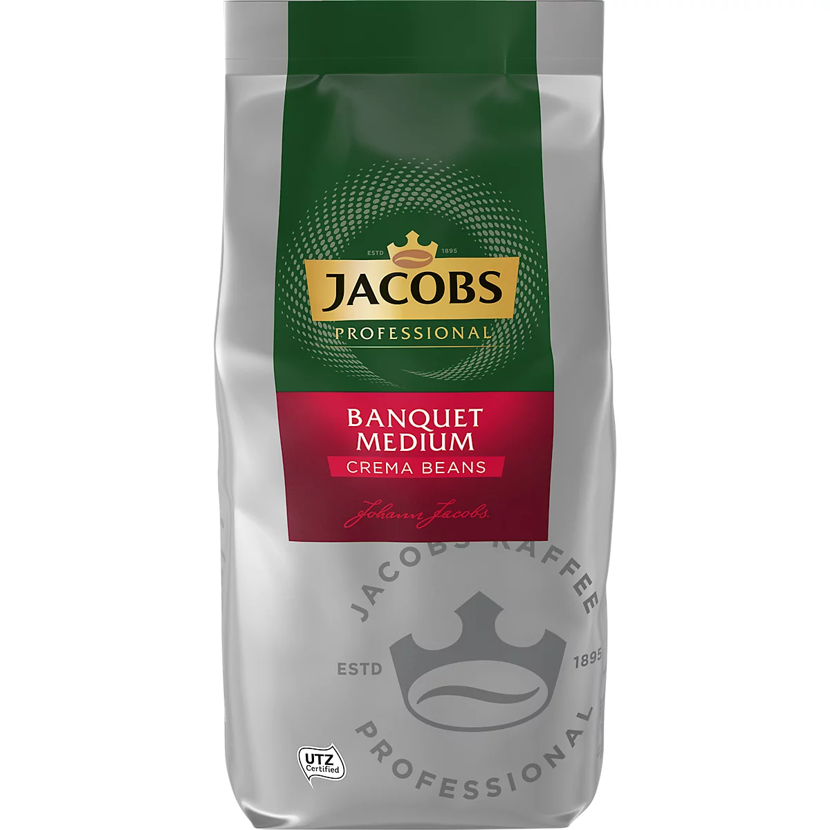 Café en grains Jacobs Krönung Banquet Medium Cafè Crèma, 1kg, certifié UTZ