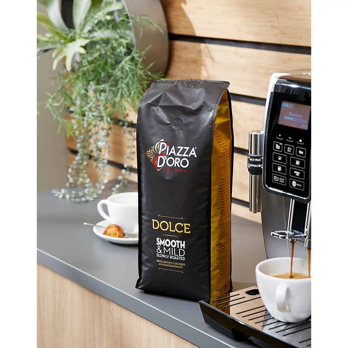 Café torréfié Piazza D'Oro Dolce Espresso, 100% Arabica, grains entiers, certifié UTZ, 1 kg