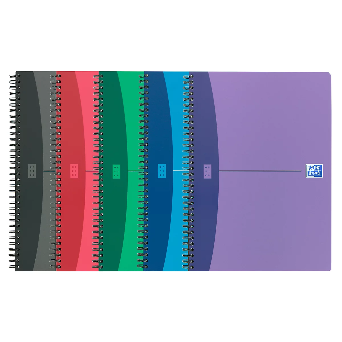 Cahier à spirales Oxford, format A4, 90 feuilles, quadrillé, 5 pièces