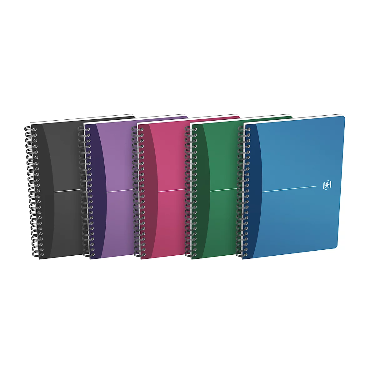Cahier à spirales Oxford, format A5, 90 feuilles, quadrillé, 5 pièces