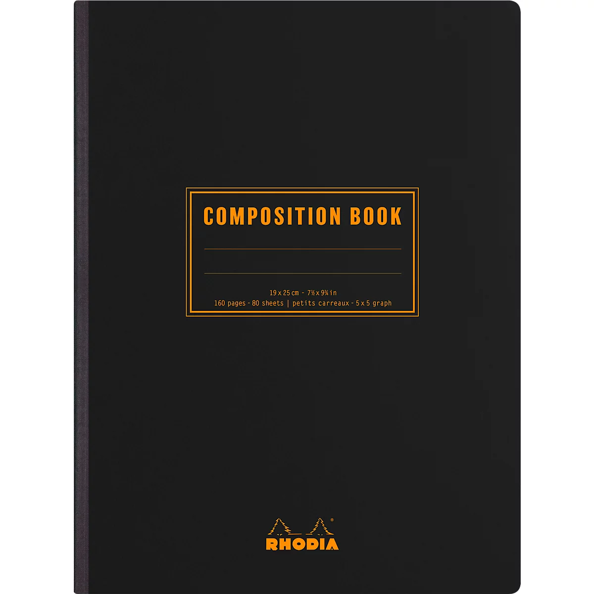 Cahier de notes Rhodia Composition Book, 80 feuilles, DIN B5, 80g/m², relié, ligné, avec marge, noir