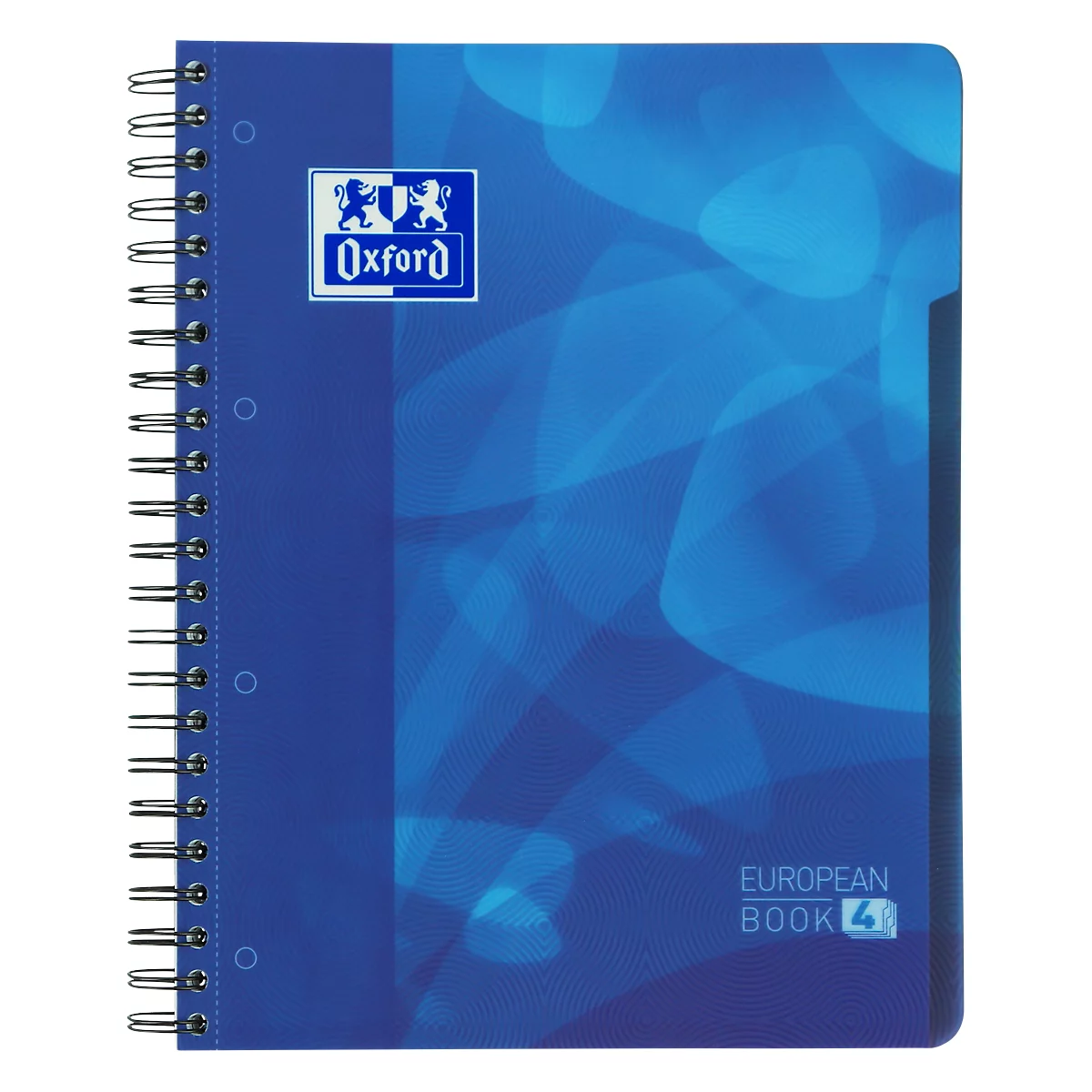 Cahier bleu avec reliure à spirale et logo Oxford, European Book 4.