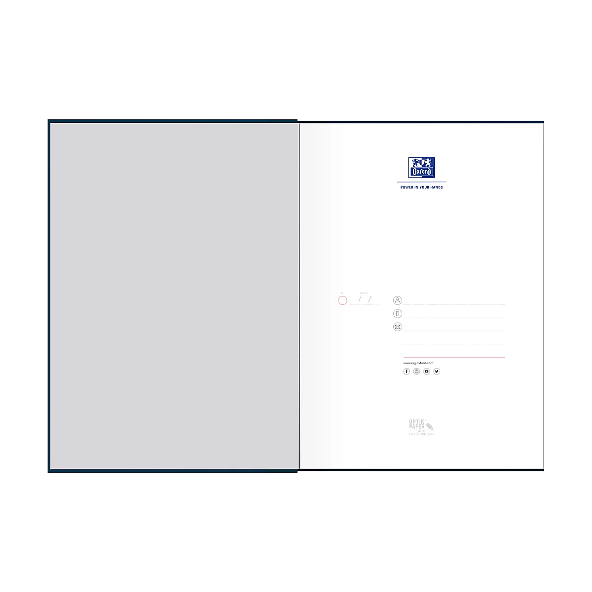 Cahier Office Oxford, relié, format A4, 96 pages quadrillées, lot de 5, noir