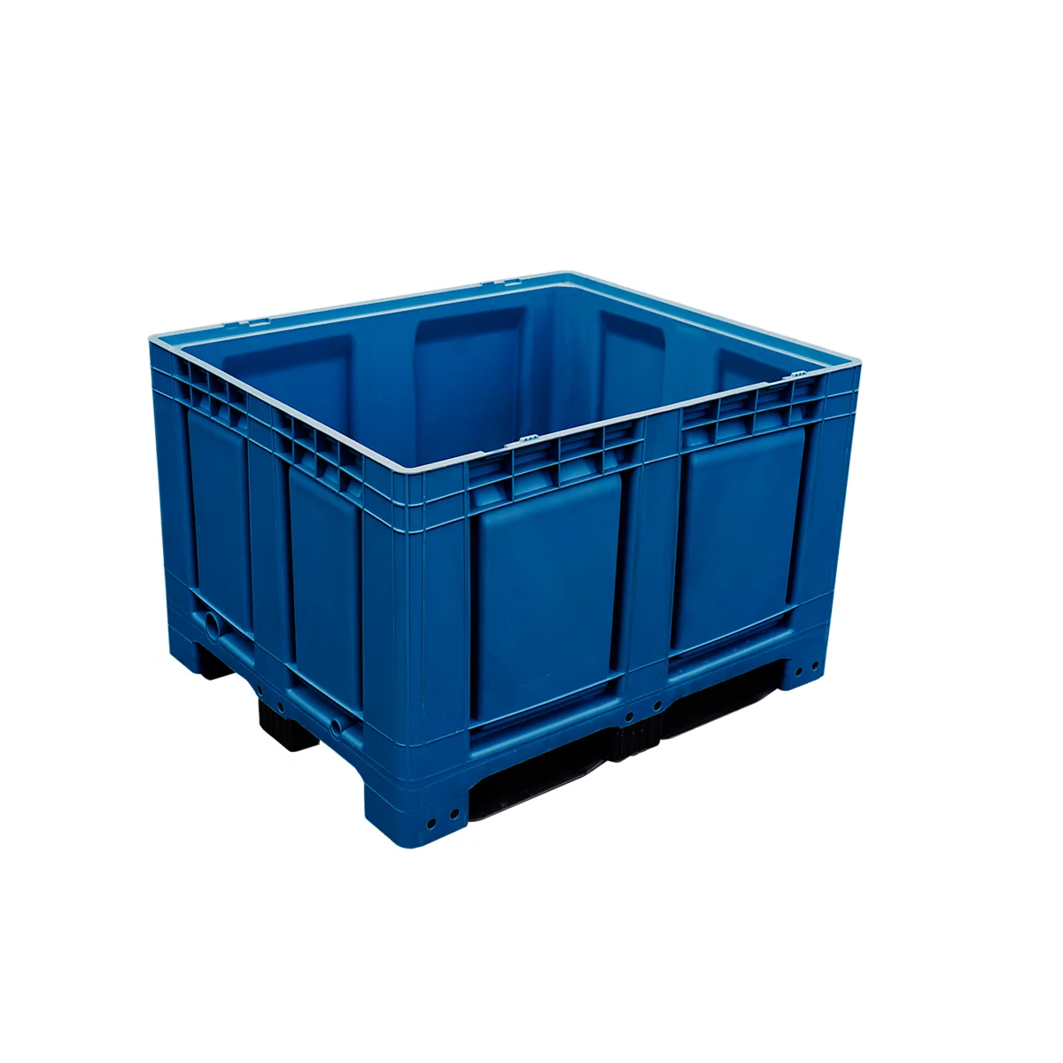 Caisse-palette Big Box 680 l, L 1200 x P 1000 x H 790 mm, fermée, bleue, 3 patins