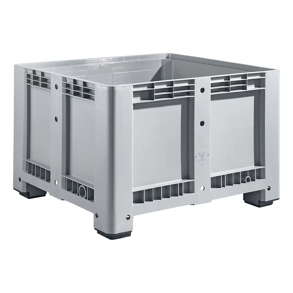 Caisse-palette - polyéthylène - L 1200 x l 1000 x H 760 mm - 610 litres - avec 4 pieds - construction fermée