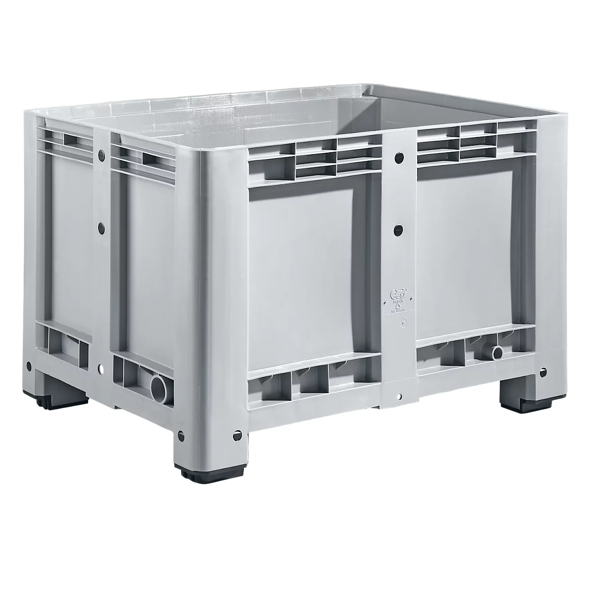 Caisse-palette - polyéthylène - L 1200 x l 800 x H 760 mm - 470 litres - avec 4 pieds - construction fermée