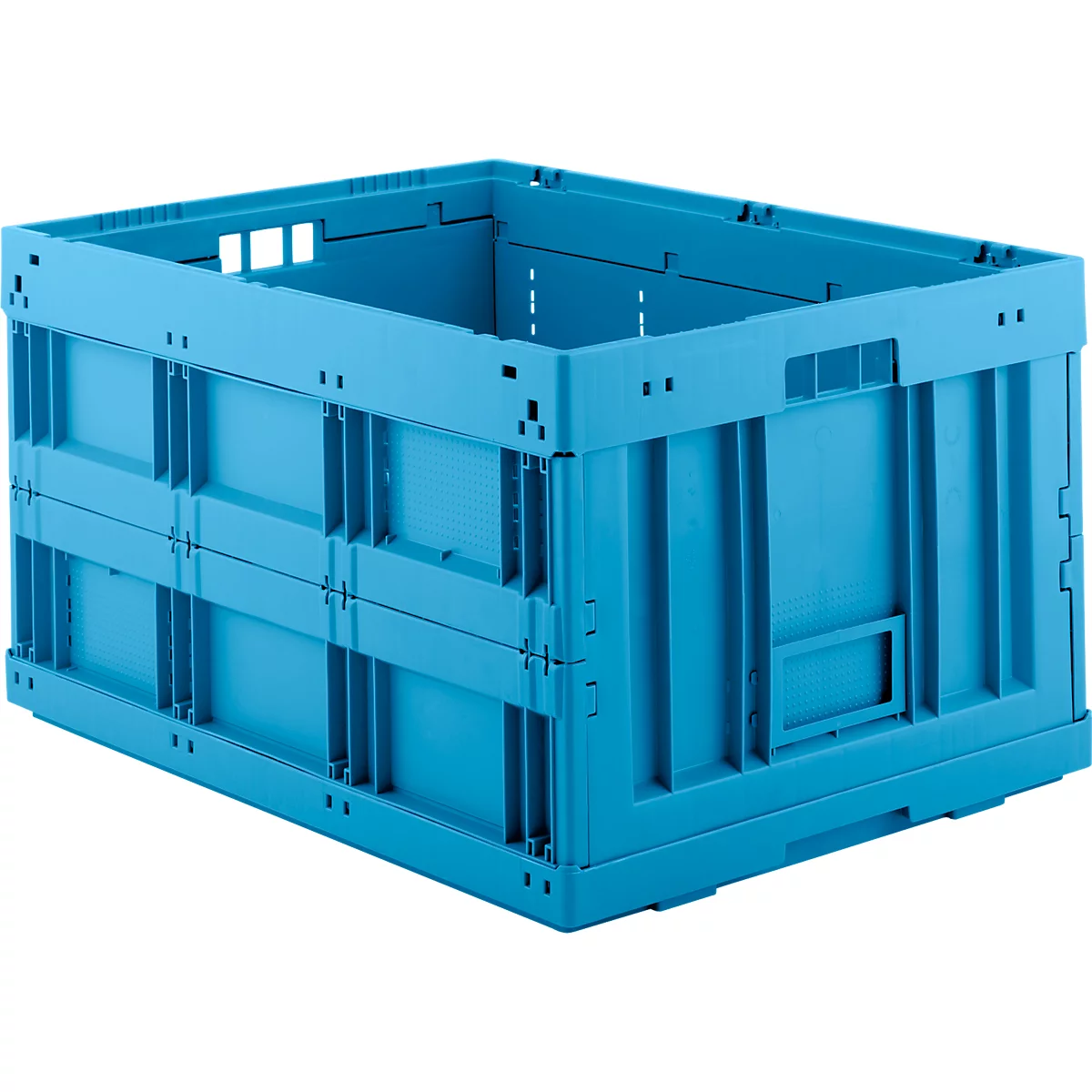 Caisse pliante SSI Schaefer série FK 8450, dimensions européennes, volume 180 l, avec poignées traversantes, L 800 x l 600 x H 450 mm, polypropylène, bleu