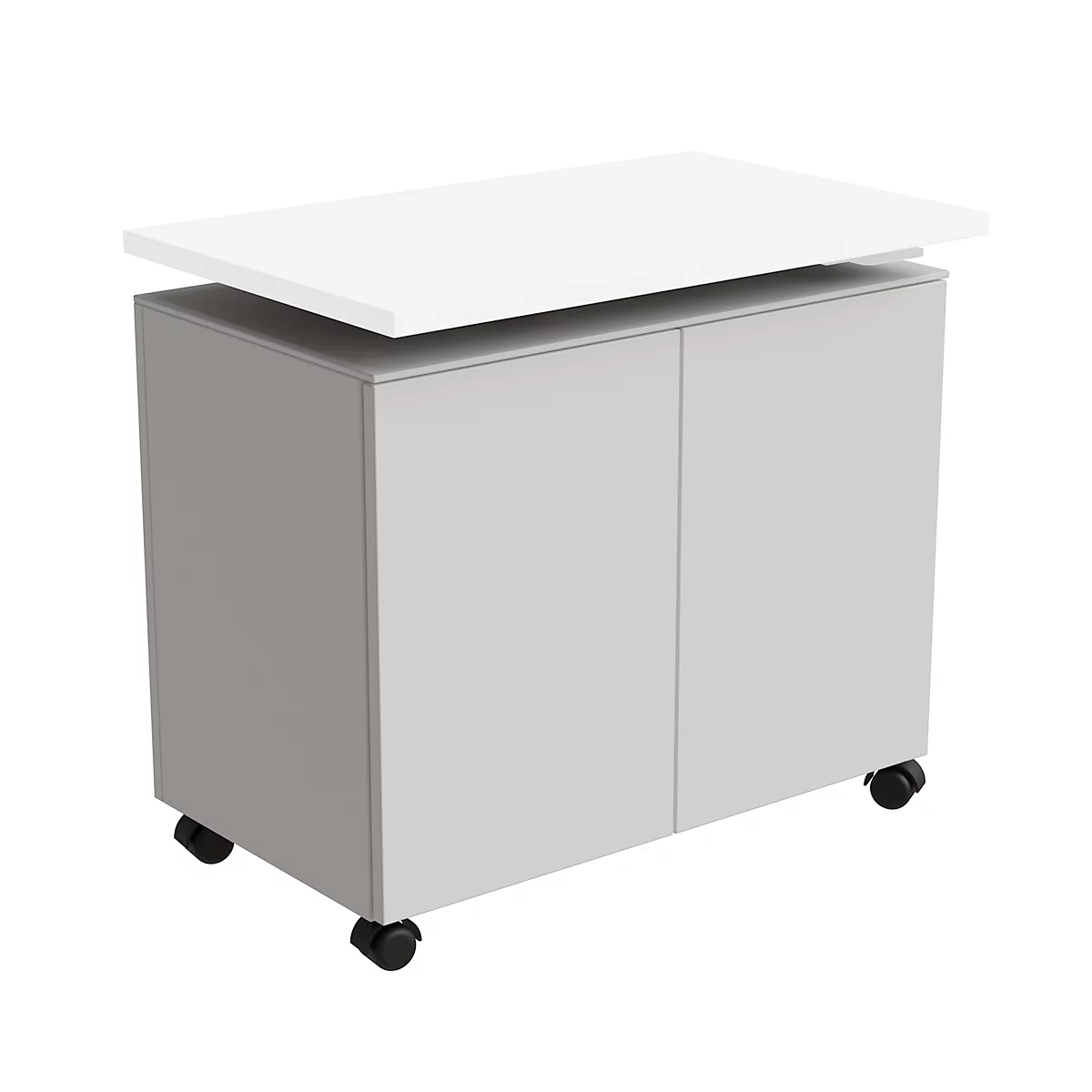 Caisson d'appoint SOLUS PLAY, mobile, 2 portes battantes, L 800 x P 500 x H 720 - 1080 mm, blanc