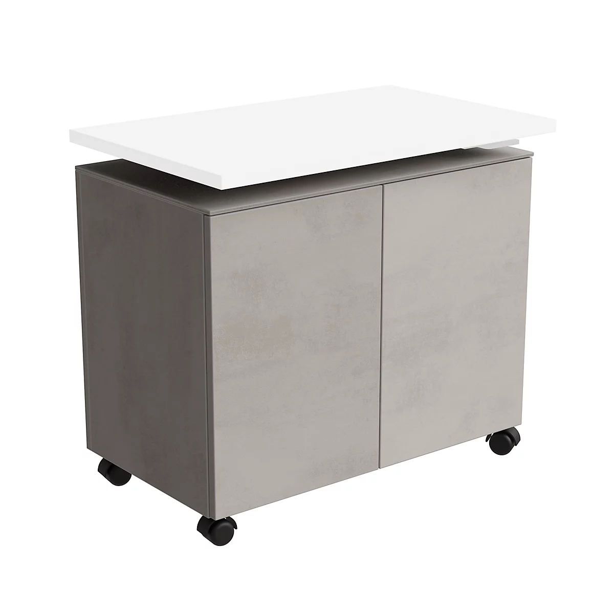 Caisson d'appoint SOLUS PLAY, mobile, 2 portes battantes, L 800 x P 500 x H 720 - 1080 mm, Ceramic grey