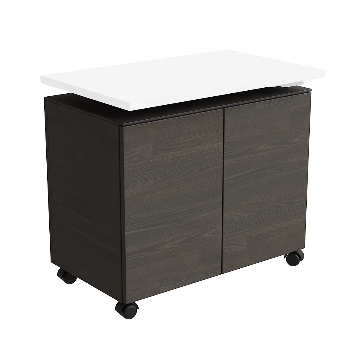 Caisson d'appoint SOLUS PLAY, mobile, 2 portes battantes, L 800 x P 500 x H 720 - 1080 mm, chêne tourbeux