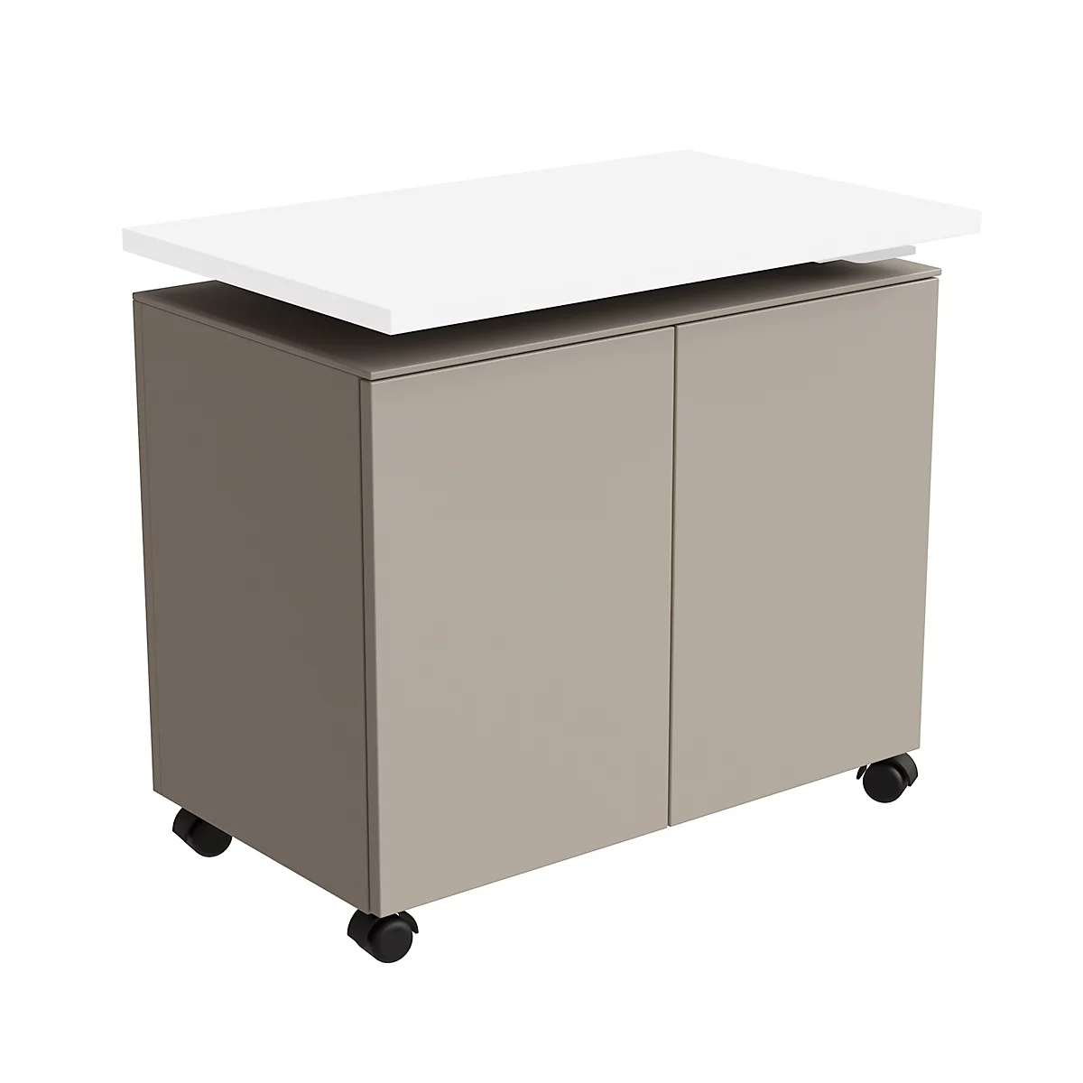 Caisson d'appoint SOLUS PLAY, mobile, 2 portes battantes, L 800 x P 500 x H 720 - 1080 mm, Stone grey