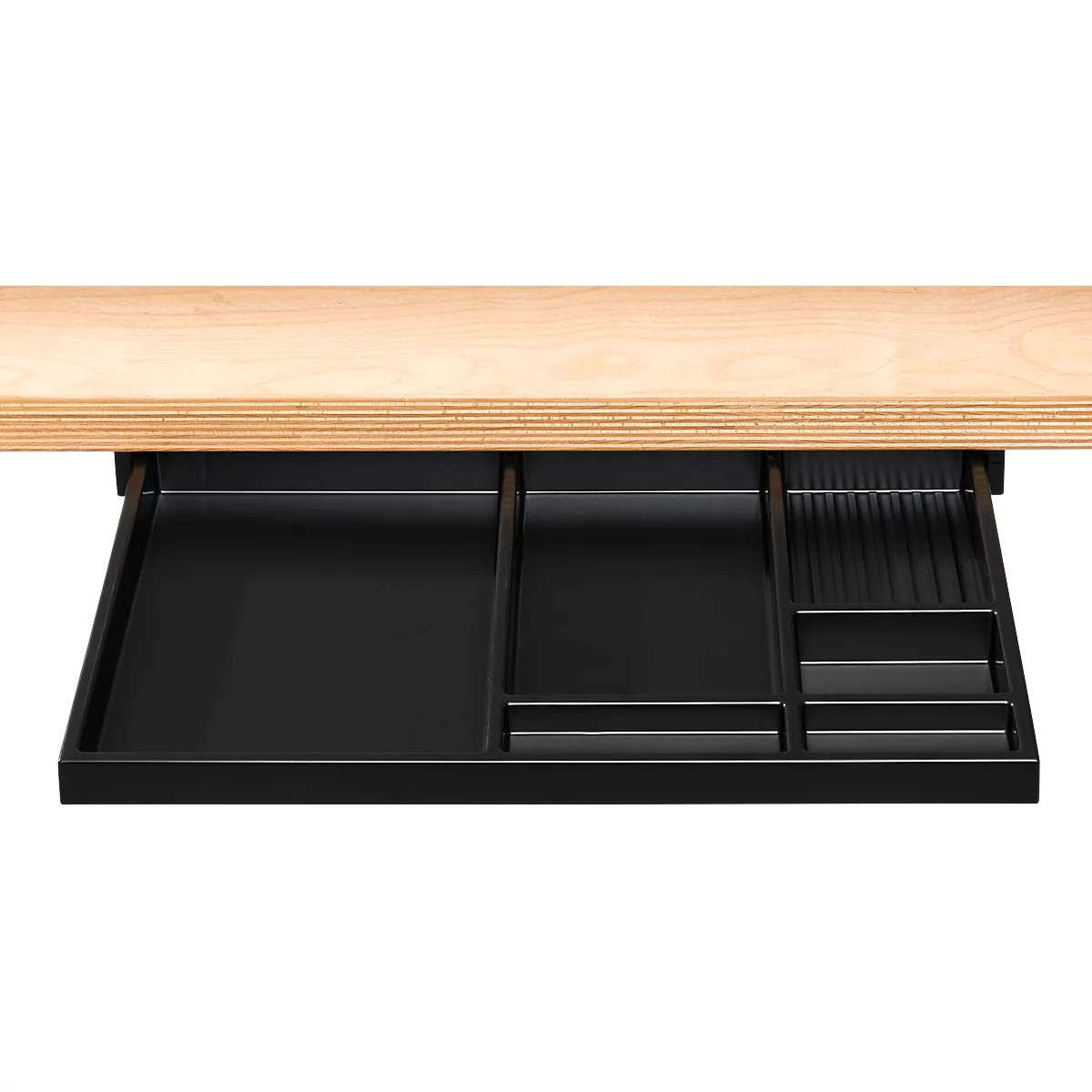 Caisson de bureau avec tiroir-plumier en dessous, noir