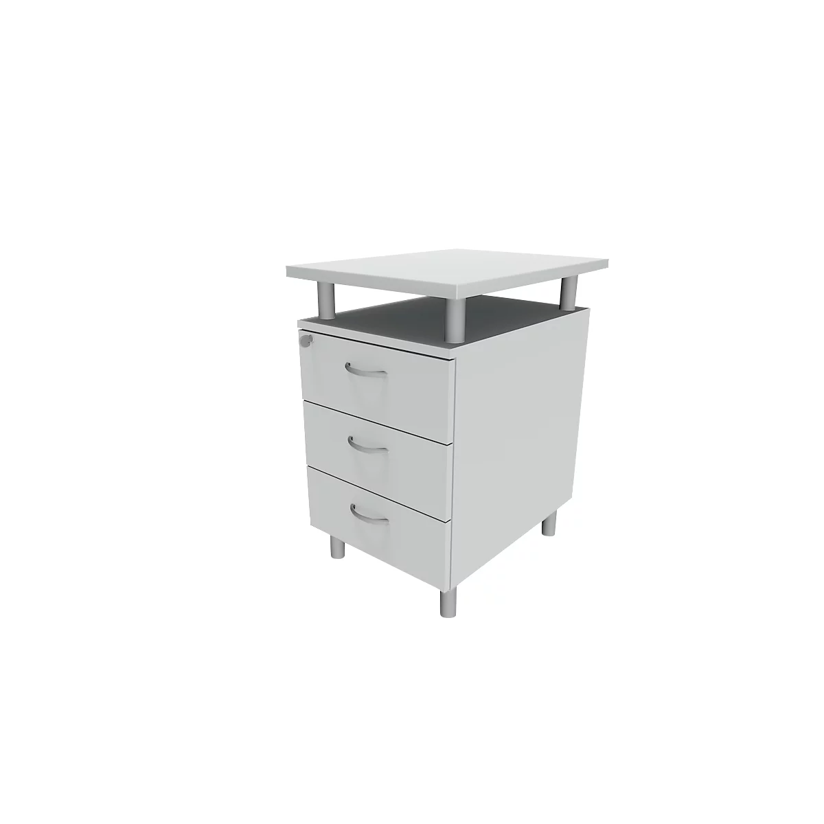 Caisson fixe ARLON OFFICE, avec plateau de table, 3 tiroirs, l. 450 x P 600 x H 730 mm, verrouillable, gris clair