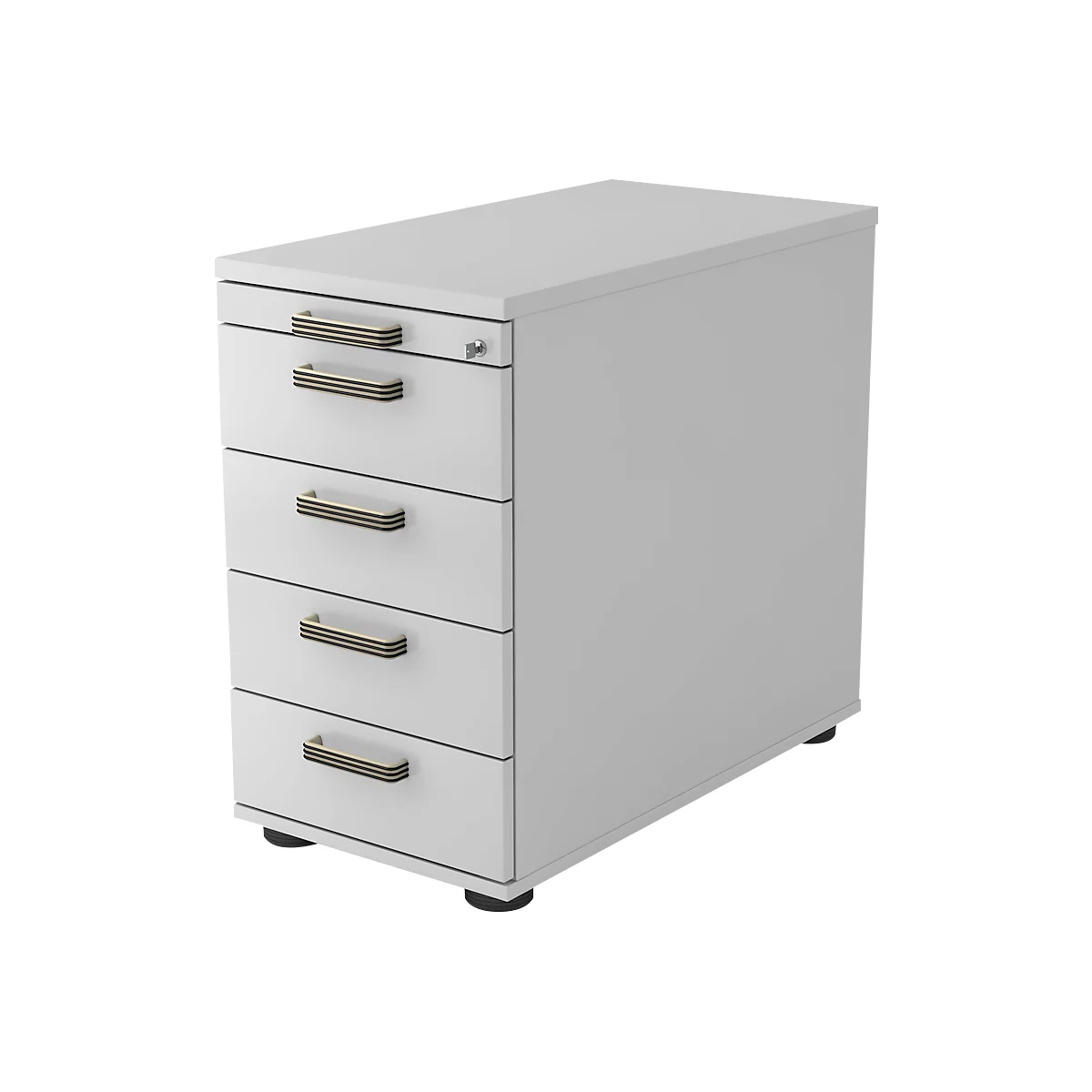 Caisson fixe TOPAS LINE, 4 tiroirs, 1 tiroir-plumier, verrouillable, gris clair/gris clair