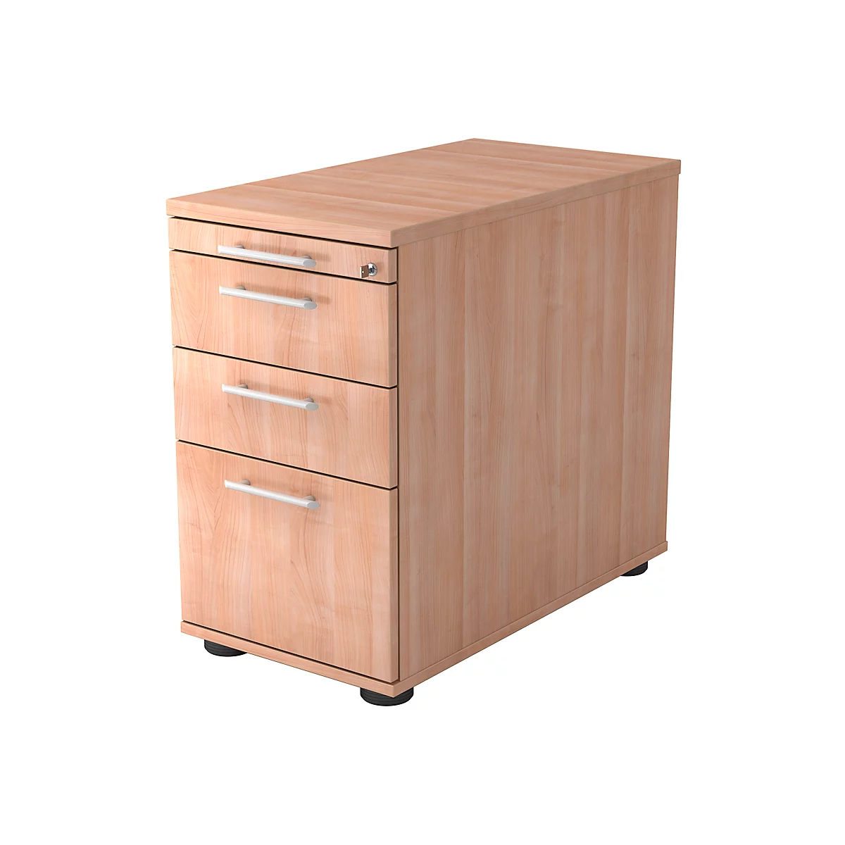 Caisson fixe ULM, 1 tiroir-plumier, 2 tiroirs, 1 tiroir à dossiers suspendus, l. 428 x P 800 x H 720-760 mm, coloris noyer