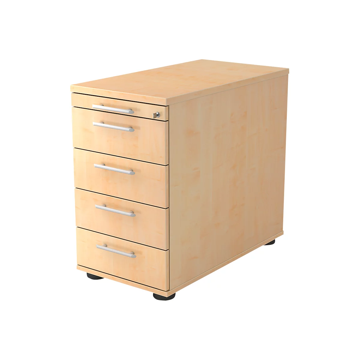 Caisson fixe ULM, 4 tiroirs, l. 428 x P 800 x H 720-760 mm, coloris érable