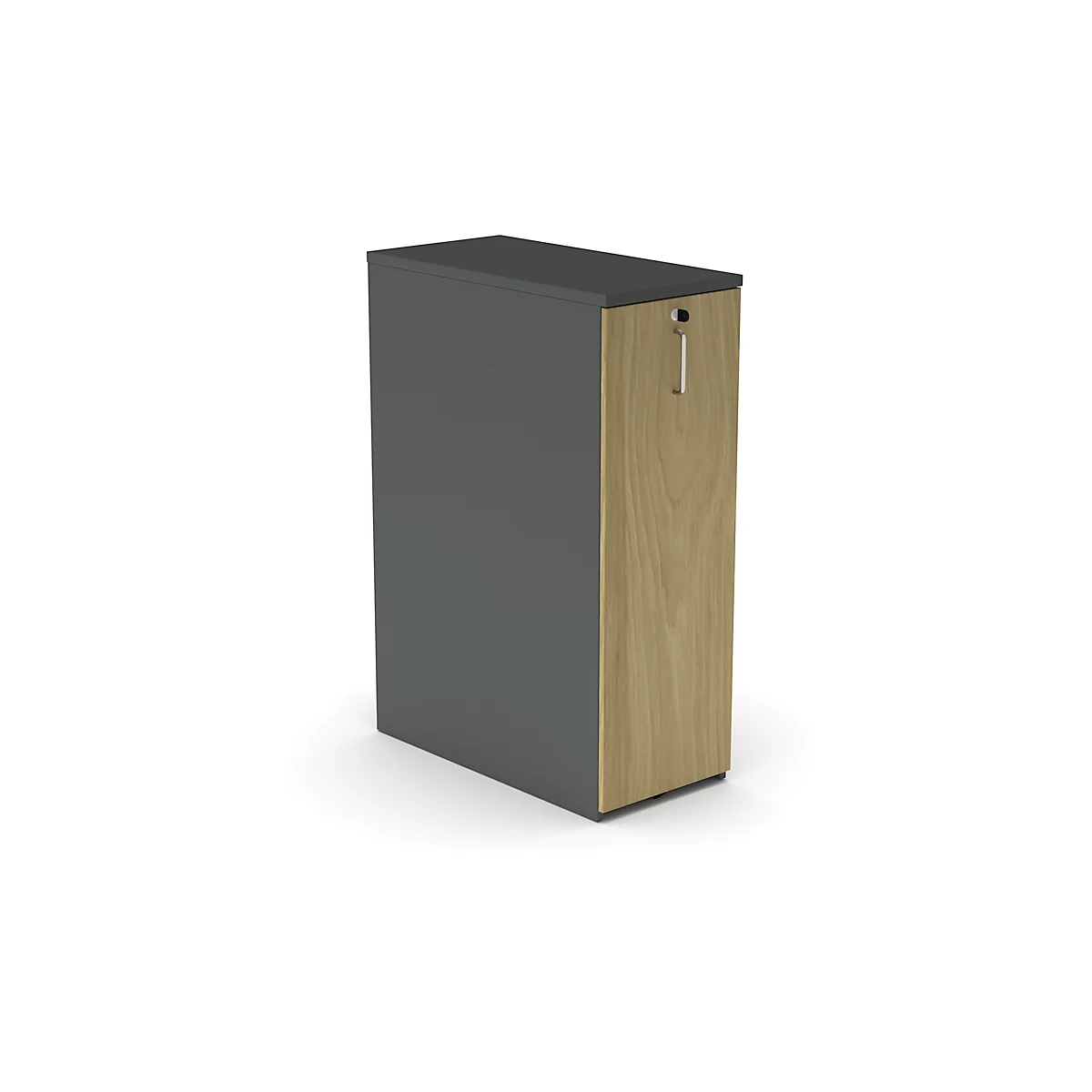 Caisson haut BEXXSTAR, 3 étagères, à droite, verrouillable, L 400 x P 800 x H 1155 mm, gris foncé/chêne