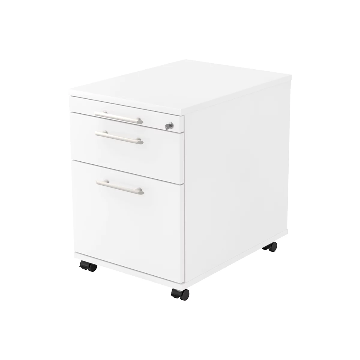 Caisson mobile, 1 tiroir, 1 tiroir-plumier, l. 428 x P 580 x H 590 mm, blanc/blanc