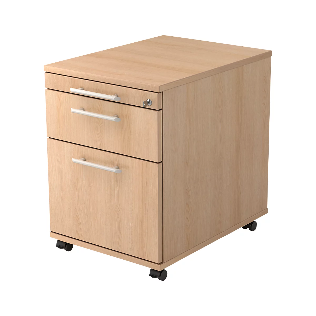 Caisson mobile, 1 tiroir, 1 tiroir-plumier, l. 428 x P 580 x H 590 mm, coloris chêne