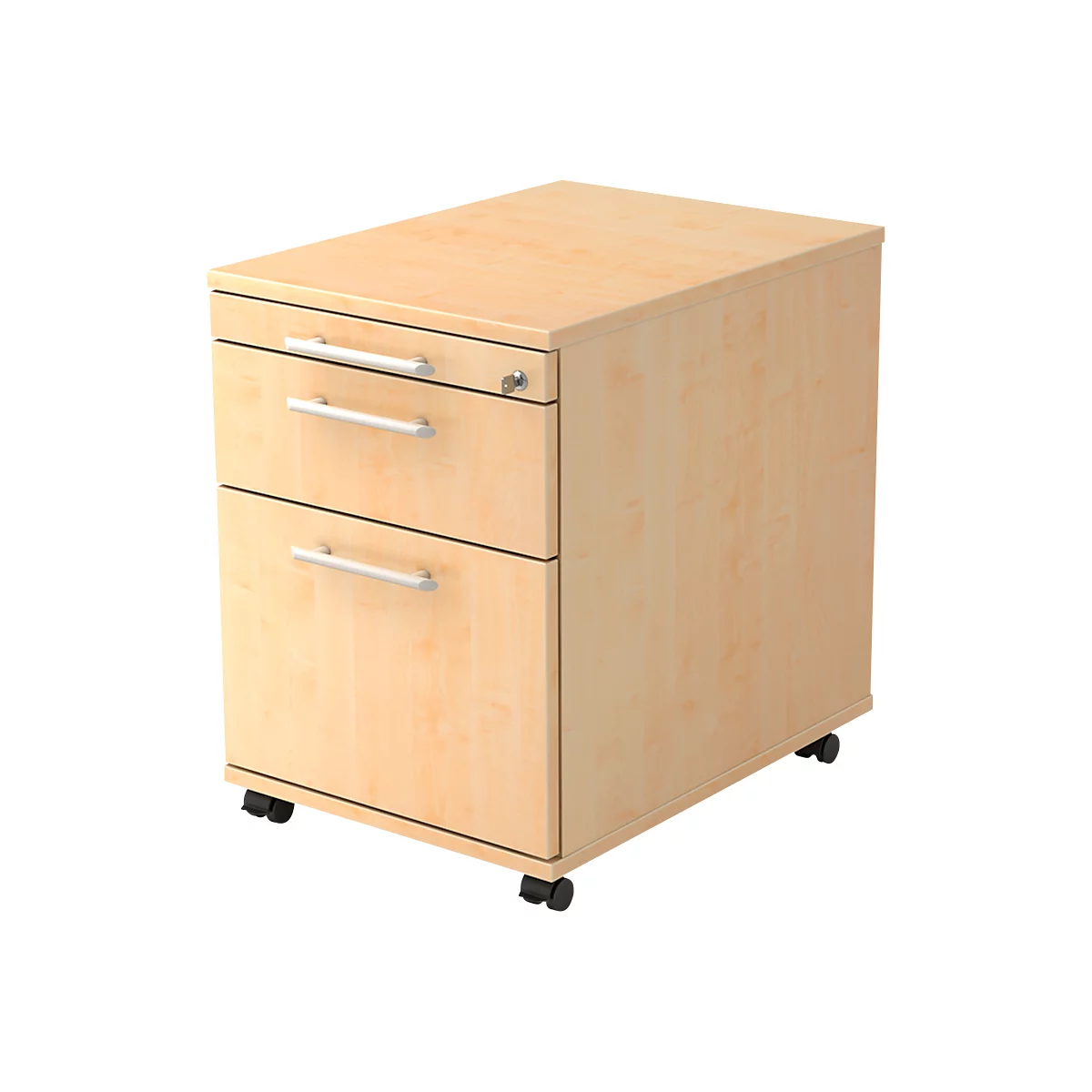 Caisson mobile, 1 tiroir, 1 tiroir-plumier, l. 428 x P 580 x H 590 mm, coloris érable