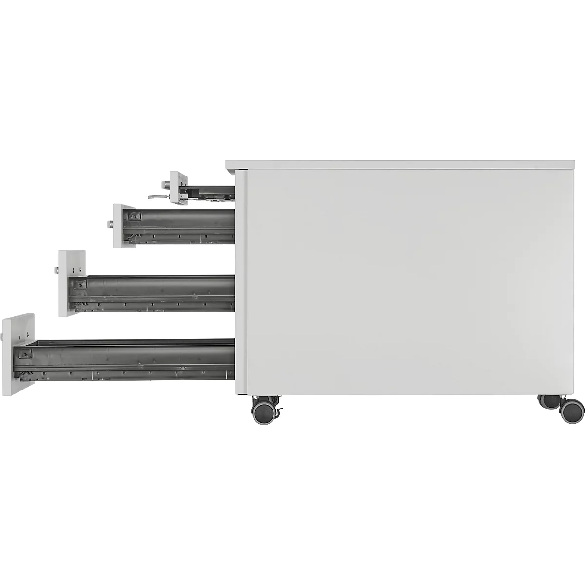 Caisson mobile 1233 - L 435 x P 765 x H 577 mm - 3 tiroirs + 1 tiroir à ustensiles - verrouillable - poignées rondes - gris clair - notre marque Schäfer Shop Select 