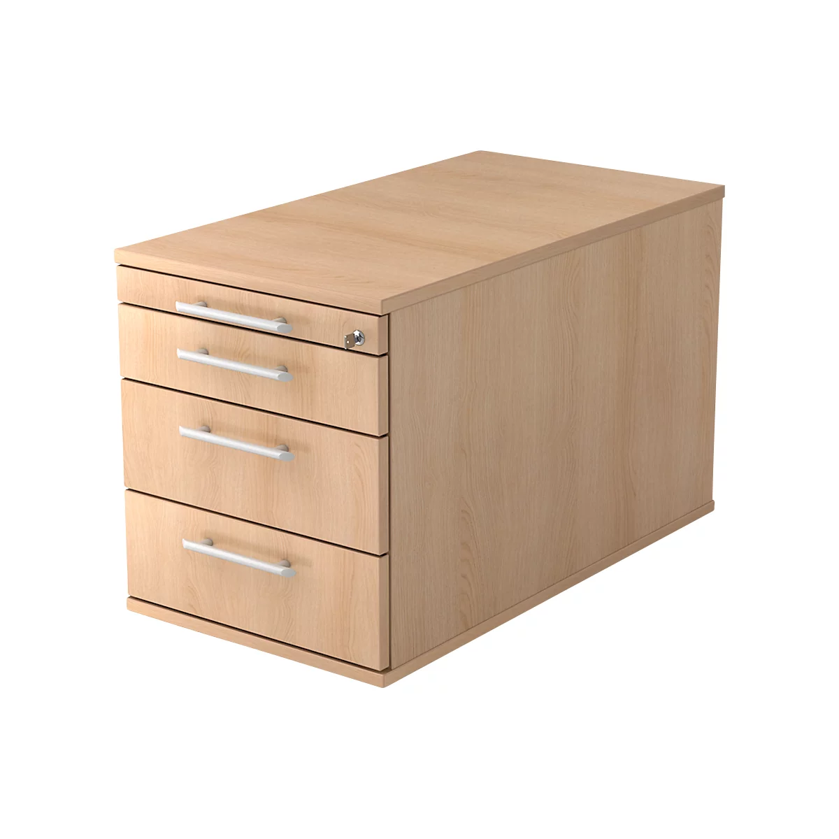 Caisson mobile, 3 tiroirs, 1 tiroir-plumier, l. 428 x P 800 x H 512 mm, coloris chêne