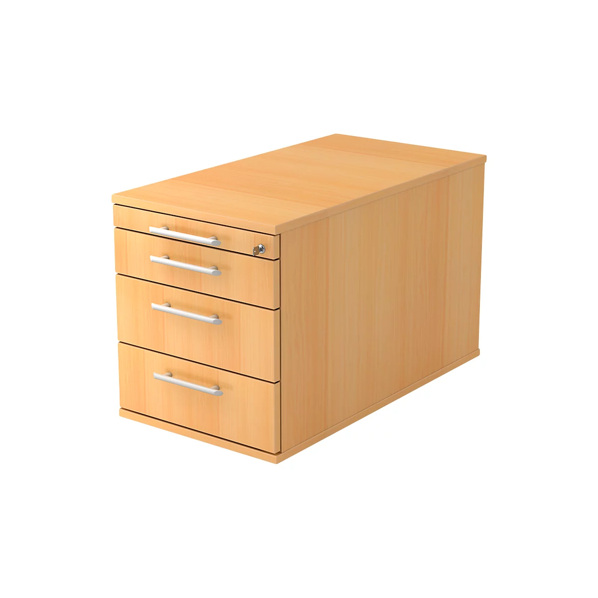 Caisson mobile, 3 tiroirs, 1 tiroir-plumier, l. 428 x P 800 x H 512 mm, coloris hêtre