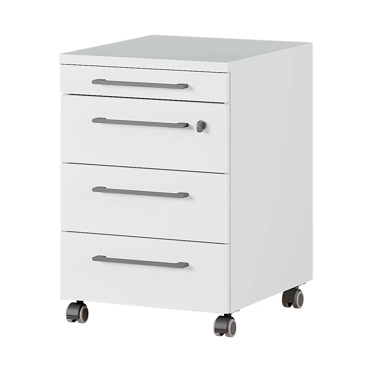 Caisson mobile Agenda, 4 tiroirs, L 420 x H 610 x P 490 mm, verrouillable, gris clair