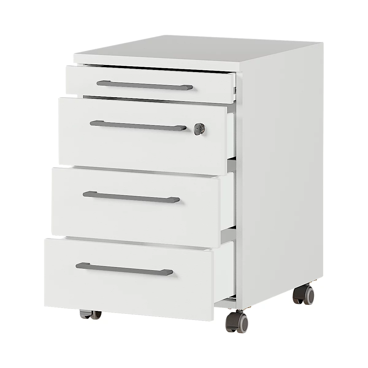 Caisson mobile Agenda, 4 tiroirs, L 420 x H 610 x P 490 mm, verrouillable, gris clair
