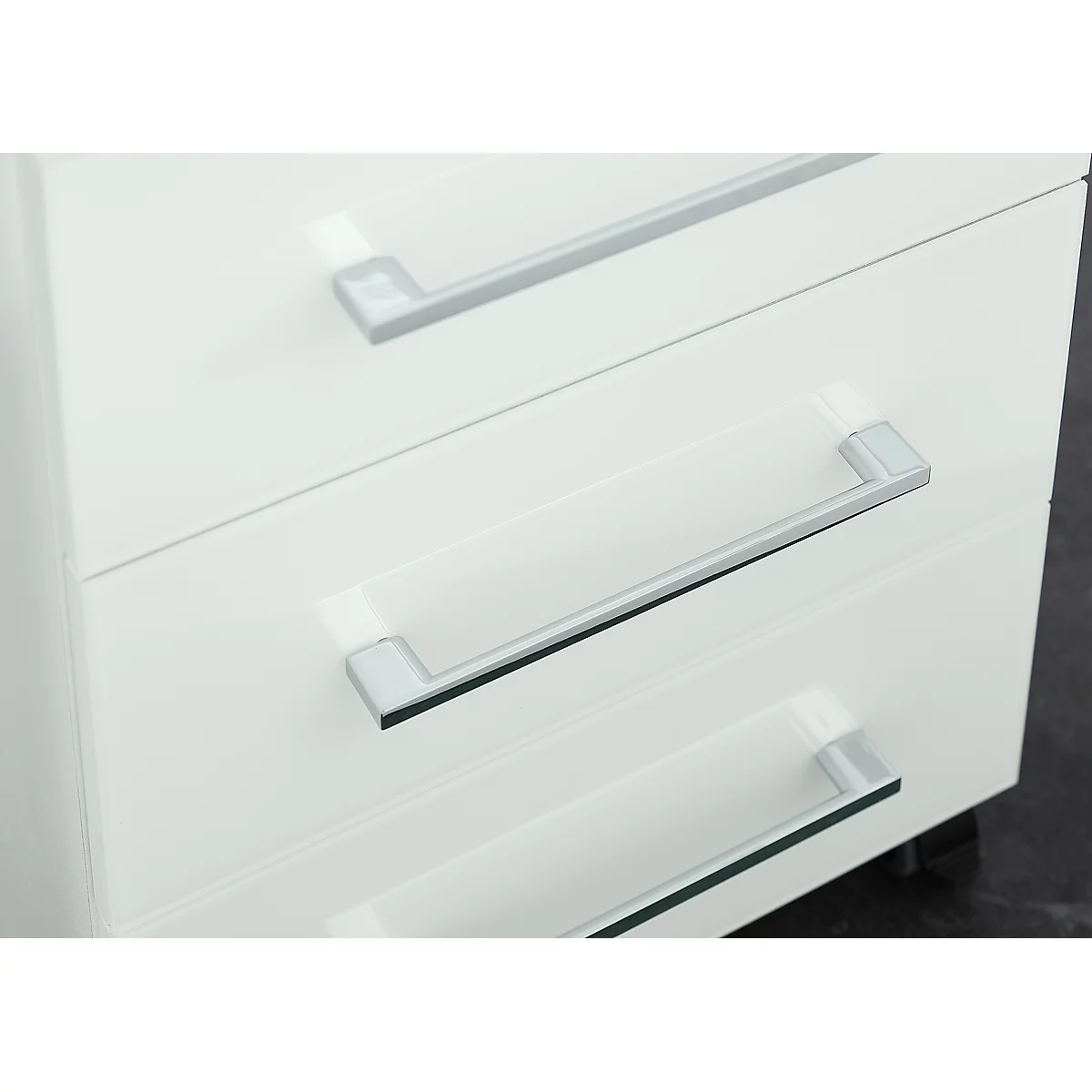 Caisson mobile MONTERIA, 3 tiroirs avec retour automatique, l. 400 x P 500 x H 550 mm, blanc