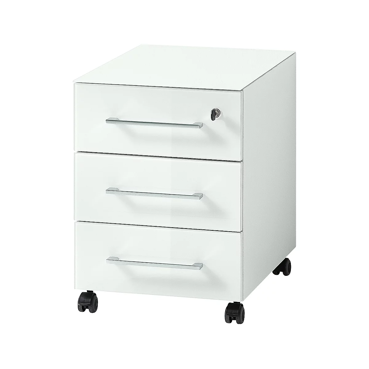 Caisson mobile MONTERIA, 3 tiroirs avec retour automatique, l. 400 x P 500 x H 550 mm, blanc
