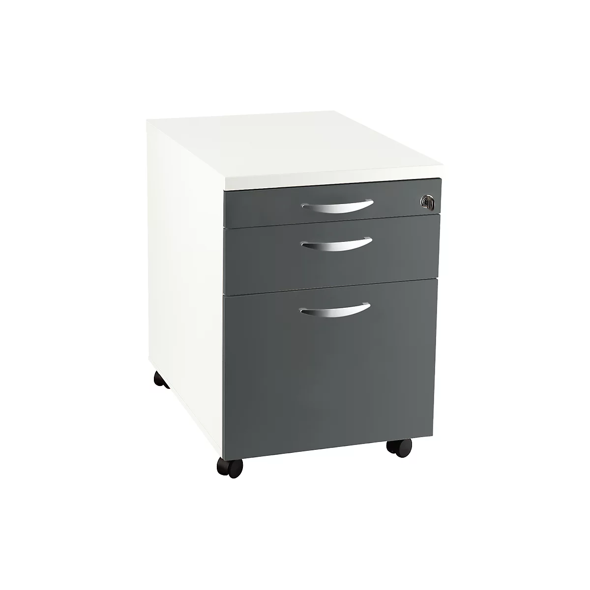 Caisson mobile NEVADA, l. 430 x P 600 x H 600 mm, blanc/gris foncé 